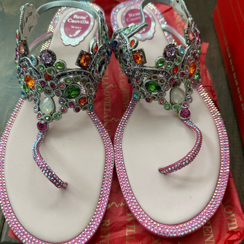 Rene Caovilla sandals with rhinestones in pink size EU 40/US 10
